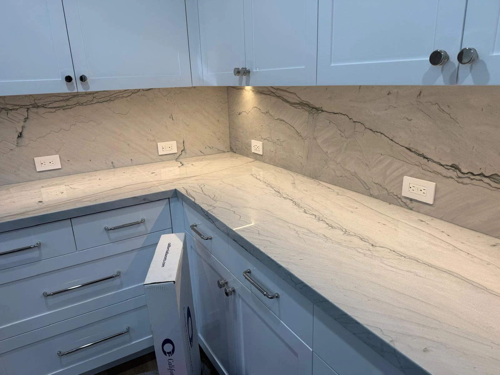 New outlets installed under a kitchen backsplash in Los Angeles